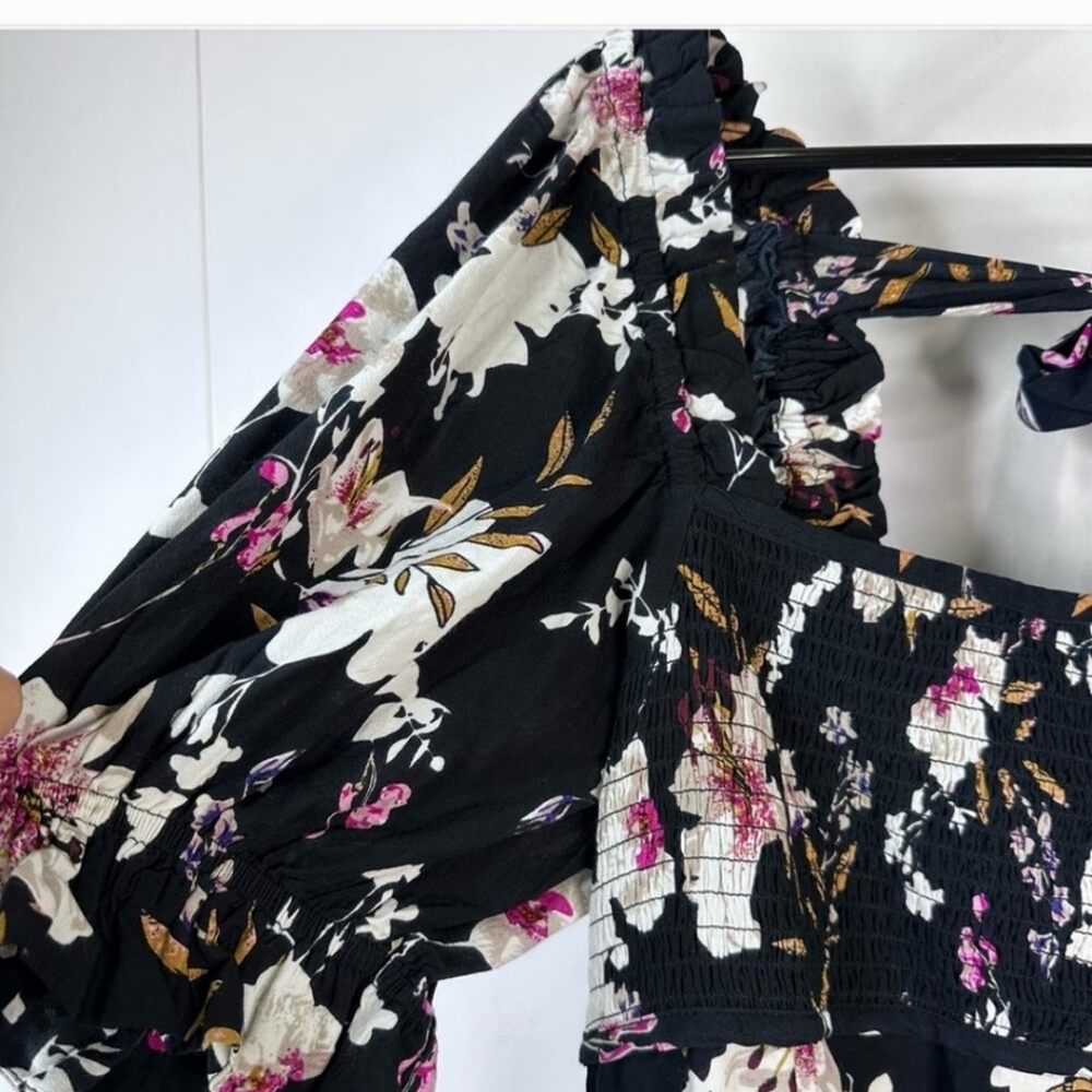 Anthropologie Floral Midi Dress with Puff Sleeves and Smocked Bust NWT - Picture 5 of 12